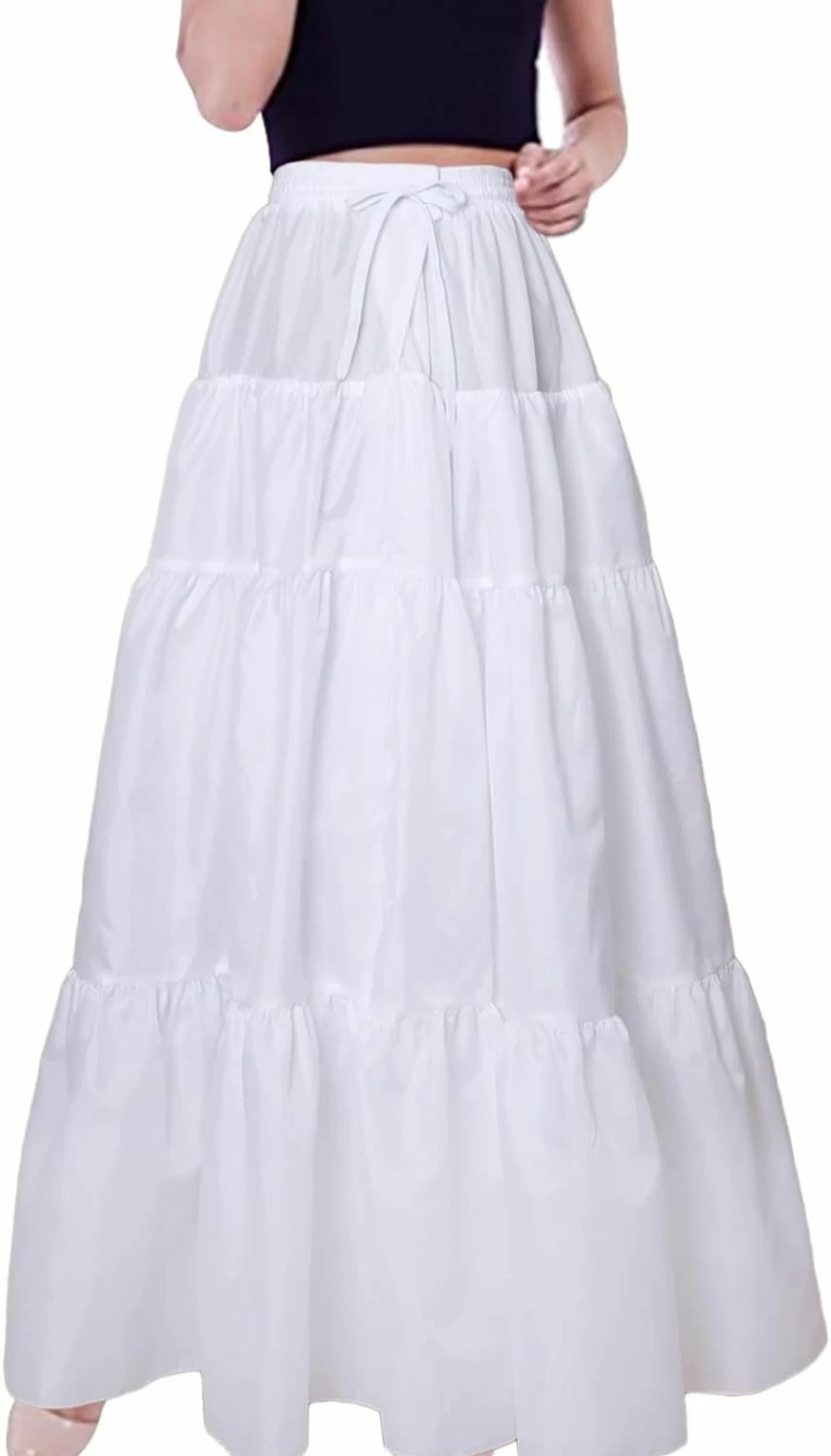 YULUOSHA Women's A-Line Crinoline Petticoat Underskirt for Dresses - Hoopless Full Slip Long Skirt Lingerie