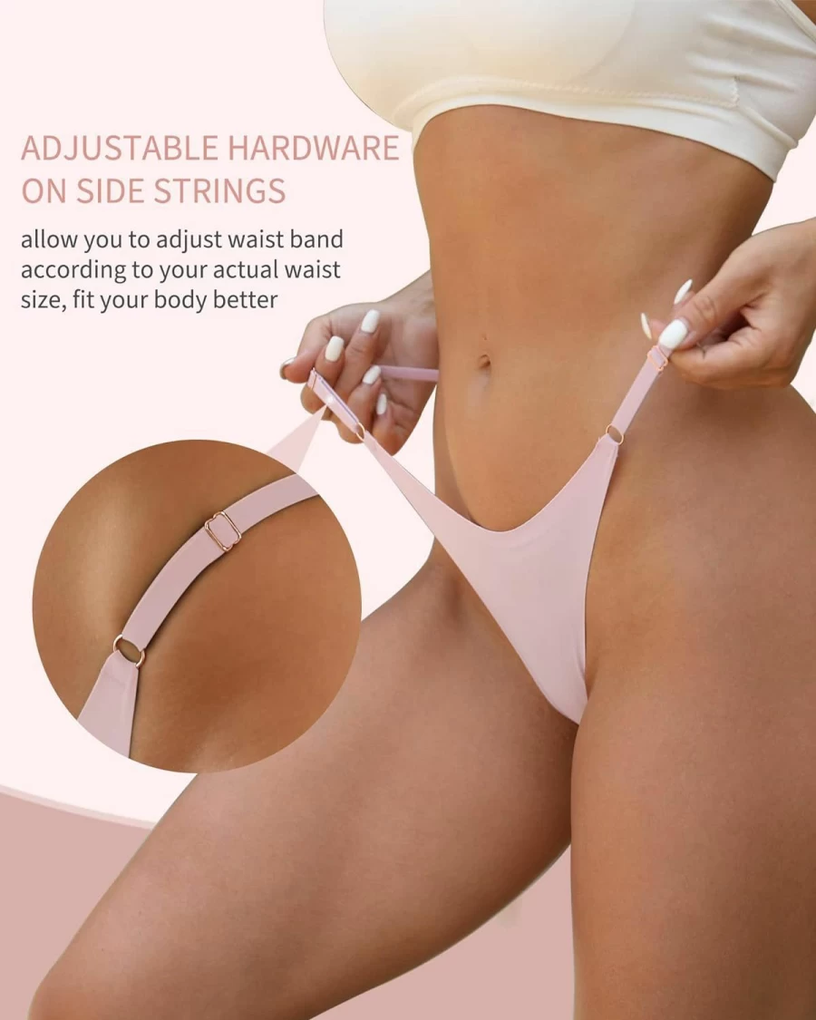 "Which Is Women's Adjustable Seamless No Show Bikini Panties 6-Pack - High Cut Cheeky Underwear in XS to L Sizes"