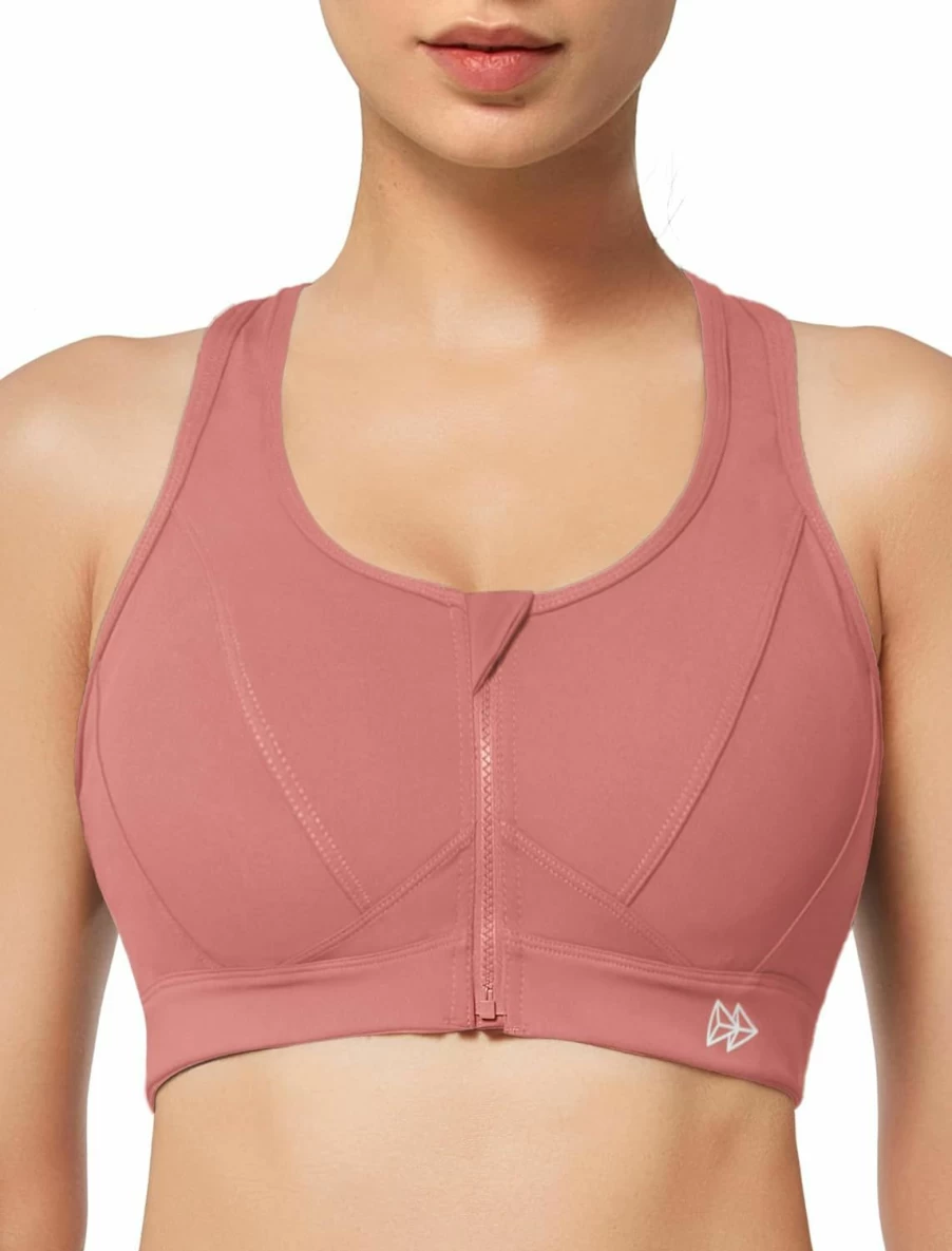 Yvette Plus Size High Impact Zip Front Sports Bra - Women's Workout Fitness Running Support Top
