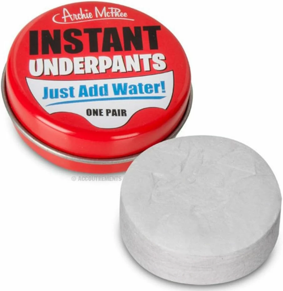 "Accoutrements Instant Underpants – Just Add Water for One Pair, Fun Novelty Gift by Archie McPhee"