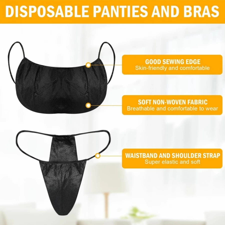 YoleShy 100 Pack Disposable Underwear for Women - Soft Breathable Panties & Bras for Travel, Spa, Tanning, Postpartum - Hygienic Comfort T-Thong Design