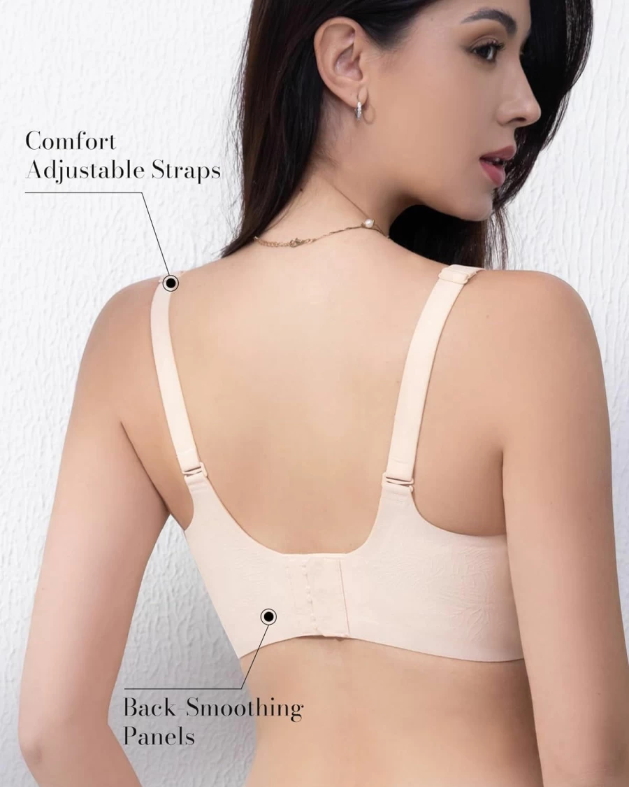 HORISUN Women's Lace Seamless Push Up Bra - Soft Full Coverage No Underwire Comfort Bra