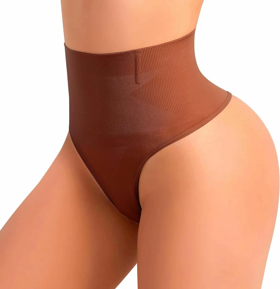 "HMQ Seamless Tummy Control Thong Shapewear for Women - High Waisted Girdle Panties Body Shaper Underwear"