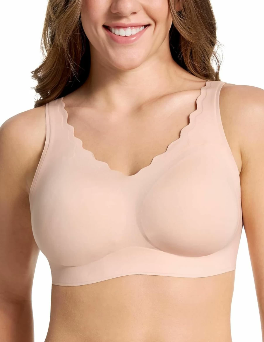 "COMFELIE Wireless Seamless Bra for Women - Breathable Comfort Everyday Bra with Scallop Edge Design"