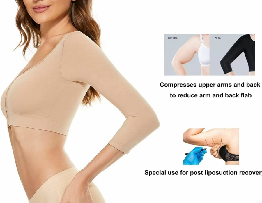 "KSKshape Post-Surgery Arm Compression Sleeves for Women - Adjustable Front Closure Shapewear & Posture Corrector Arm Shaper"
