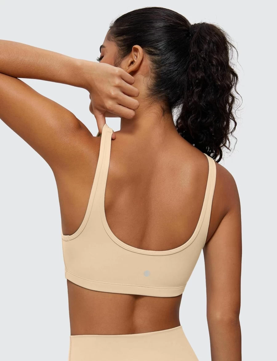 CRZ YOGA Butterluxe Mini Bra for Women - Wireless Low Impact Sports Bra, Scoop Neck Yoga Cami with Padding for Workouts