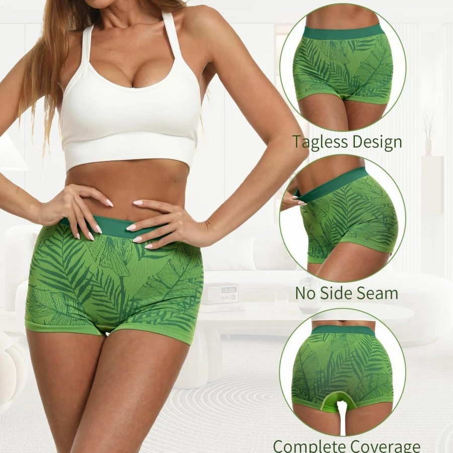 R RUXIA Women's Seamless Nylon Boyshort Panties - Stretch Boxer Briefs 5-Pack Comfortable Underwear