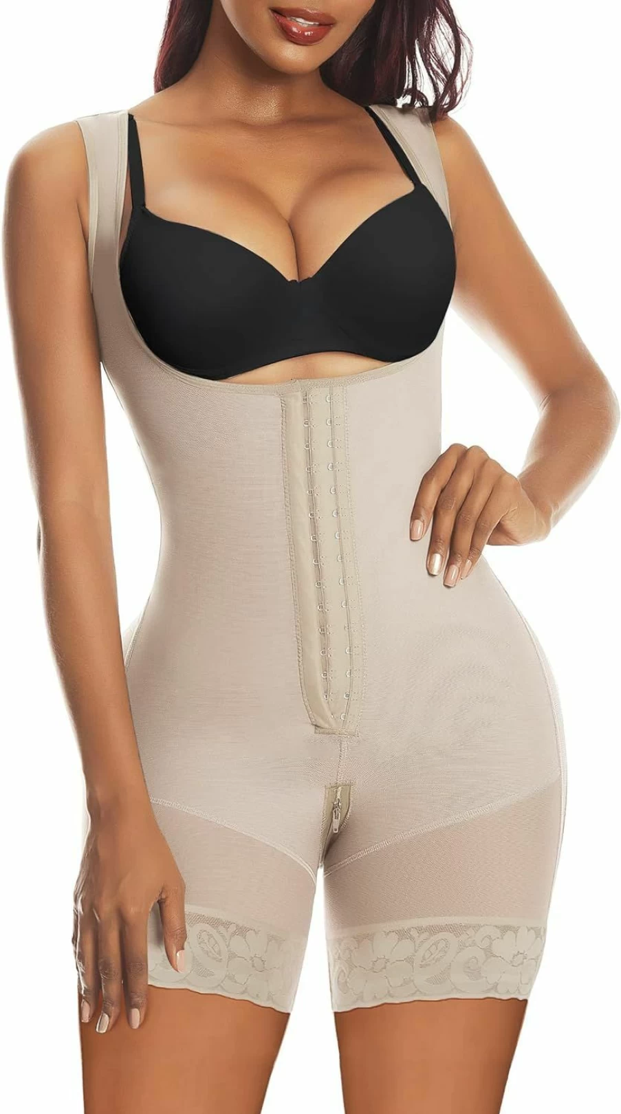 "SHAPERX Women's Tummy Control Shapewear – Open Bust Zipper Bodysuit | Colombian Fajas for Body Shaping"