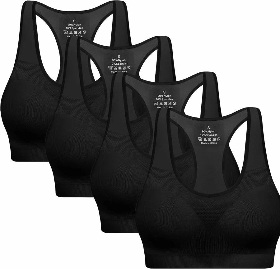 "BHRIWRPY Women's High Impact Racerback Sports Bra with Removable Pads - Yoga & Workout Athletic Tank Top"