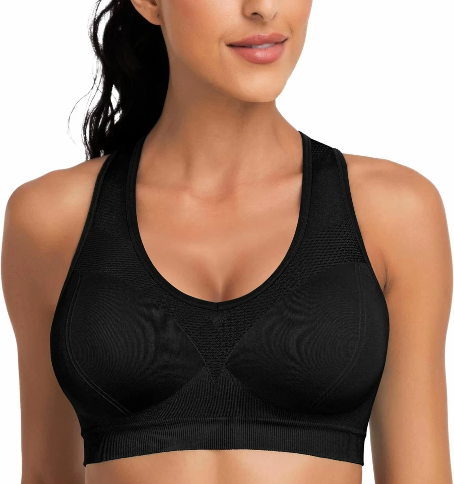 "BHRIWRPY Women's High Impact Racerback Sports Bra with Removable Pads - Yoga & Workout Athletic Tank Top"