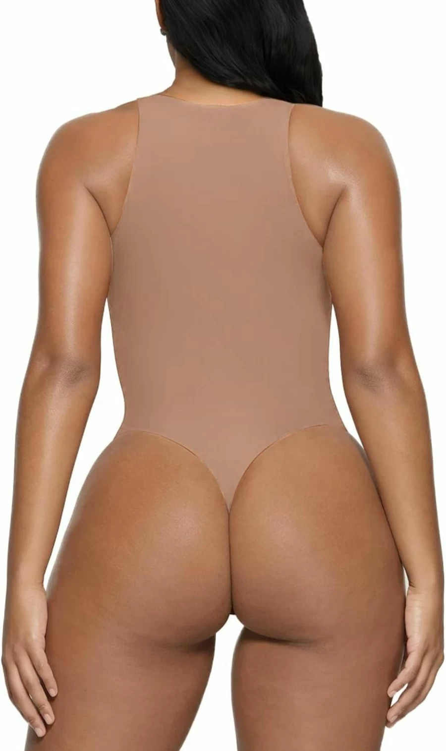 YIANNA Women's Crew Neck Bodysuit - Second-Skin Feel Thong T-Shirt Top Stretchy Comfortable Body Suits