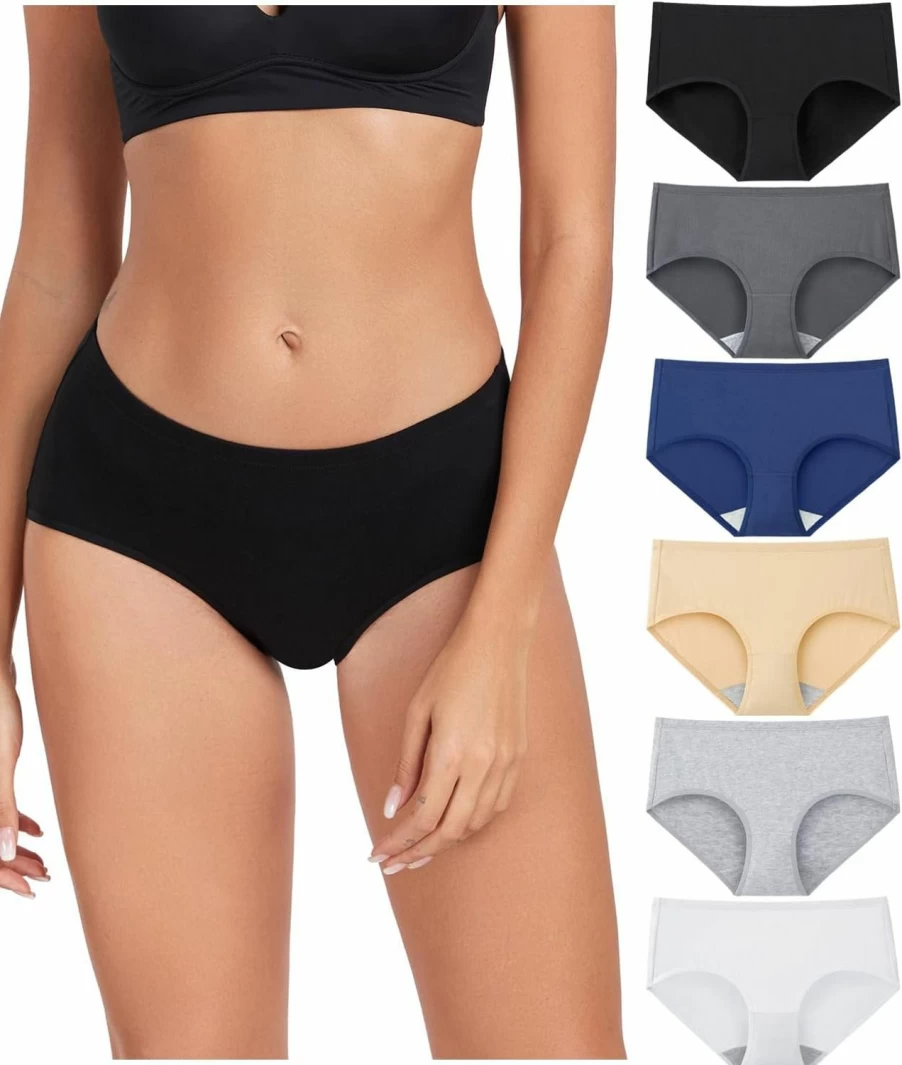 Wirarpa Women's Cotton Hipster Panties 6-Pack - Breathable Comfort for Regular & Plus Size
