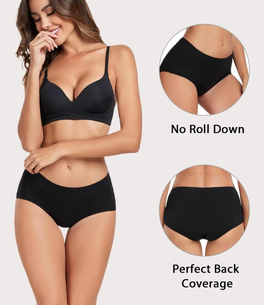 Wirarpa Women's Cotton Hipster Panties 6-Pack - Breathable Comfort for Regular & Plus Size