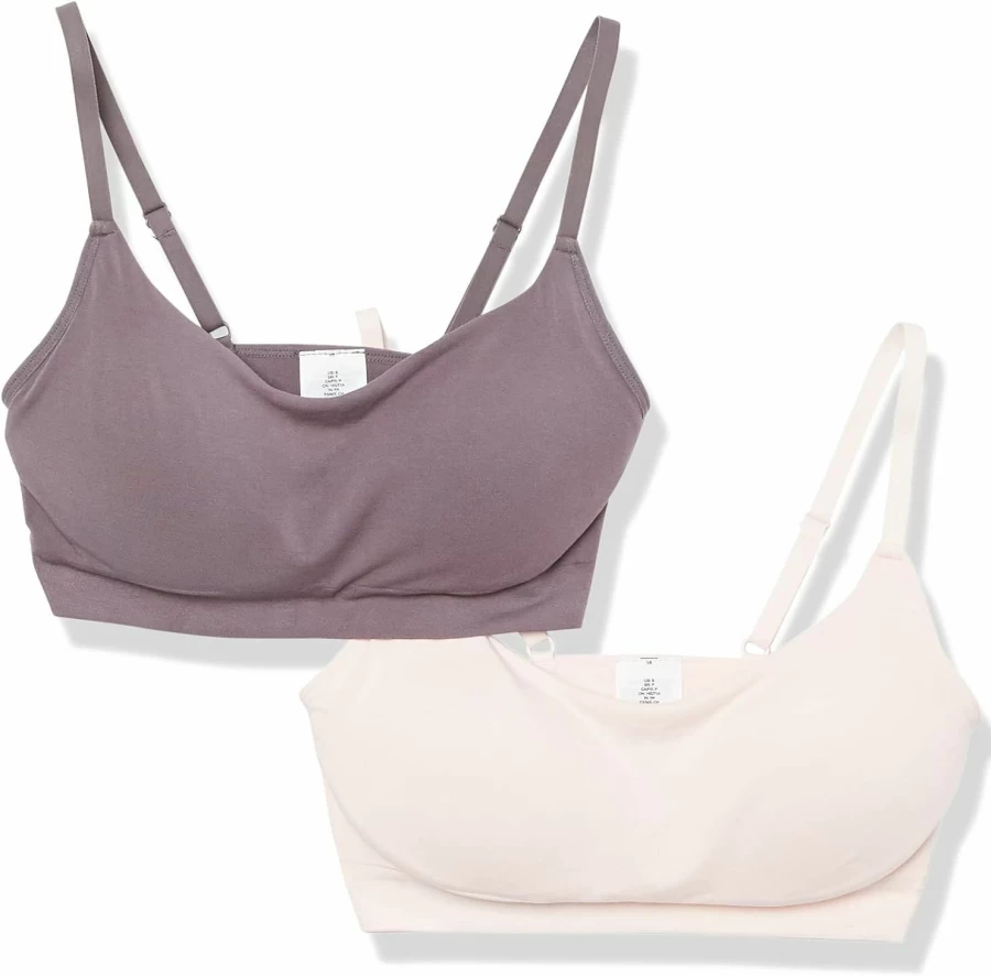Amazon Essentials Women's Comfort Wireless Bra 2-Pack - Soft Support, Breathable Fabric