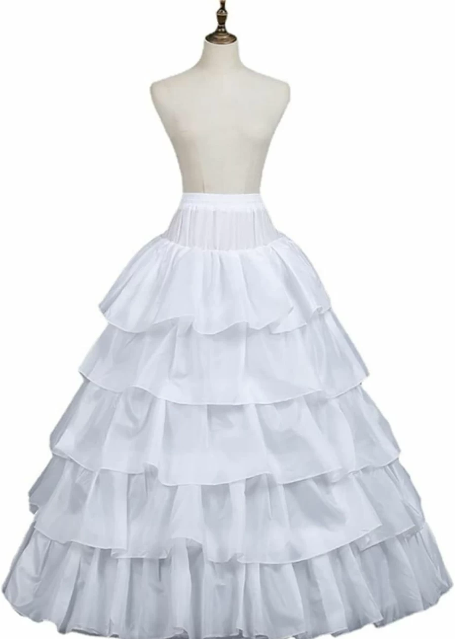 LZZTU Women's White Tulle Petticoat Underskirt - 6 Hoop Bridal Crinoline for Wedding Dresses