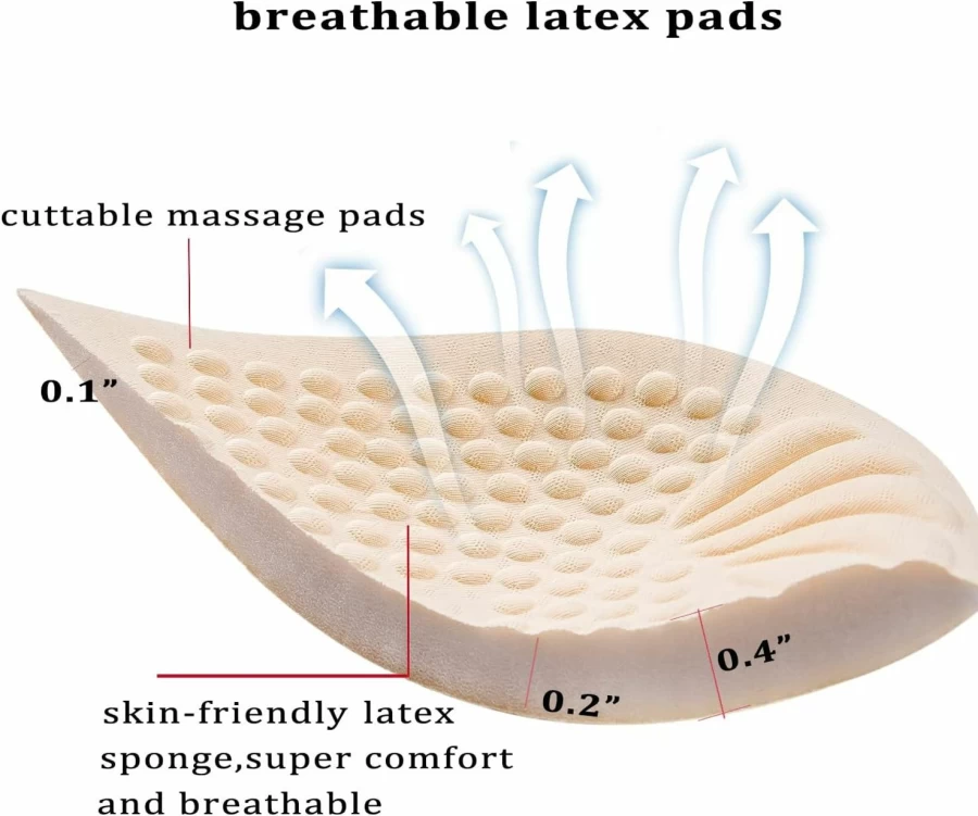 PRETTYWELL Bra Pads Inserts - 2 Pairs Latex Bra Cups for Sports Bras & Bikini Tops, Comfortable & Reusable Inserts