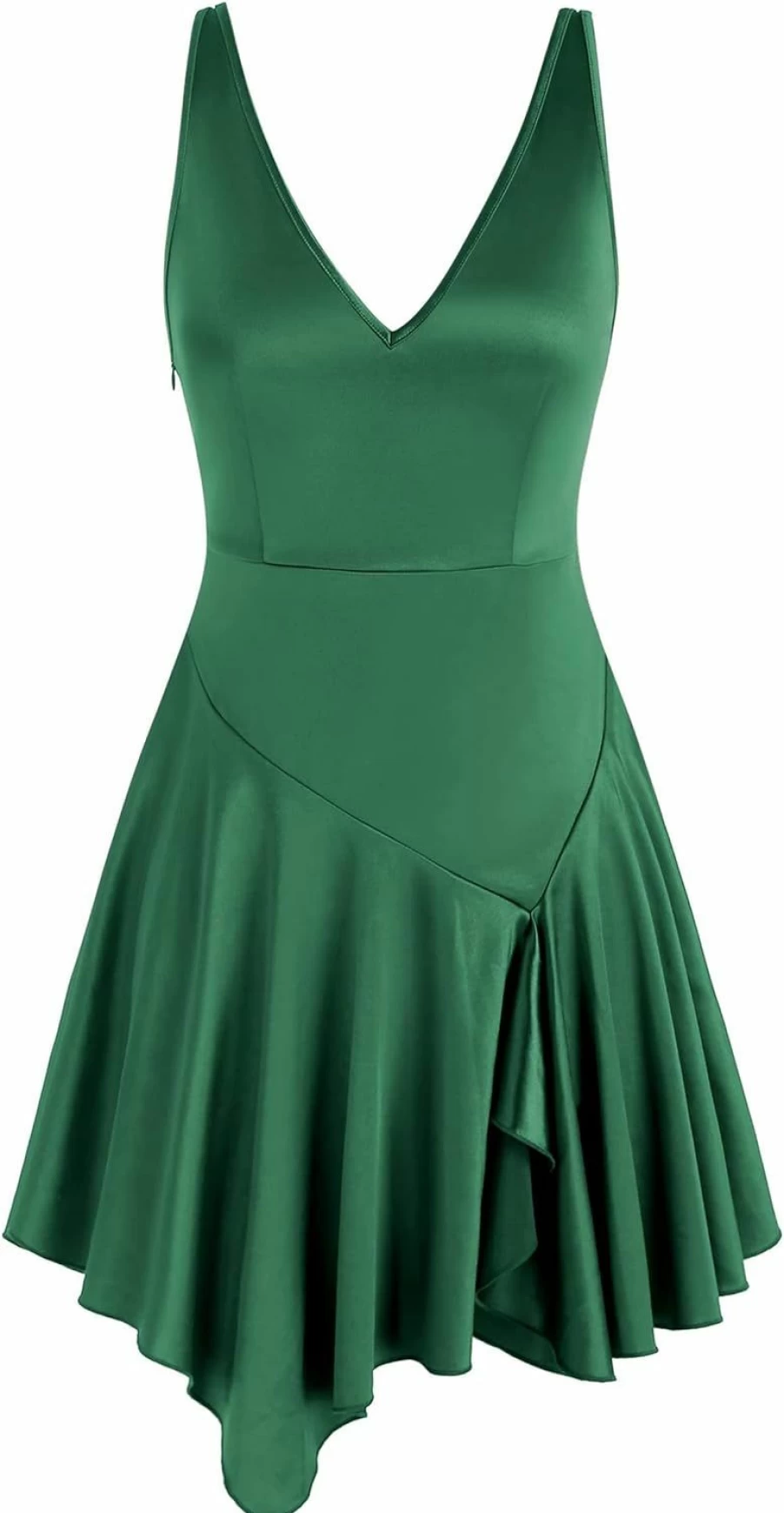 ZAFUL Women's Sexy Satin Mini Dress - Sleeveless Spaghetti Strap Slip Cocktail Party Gown with Cowl Neck