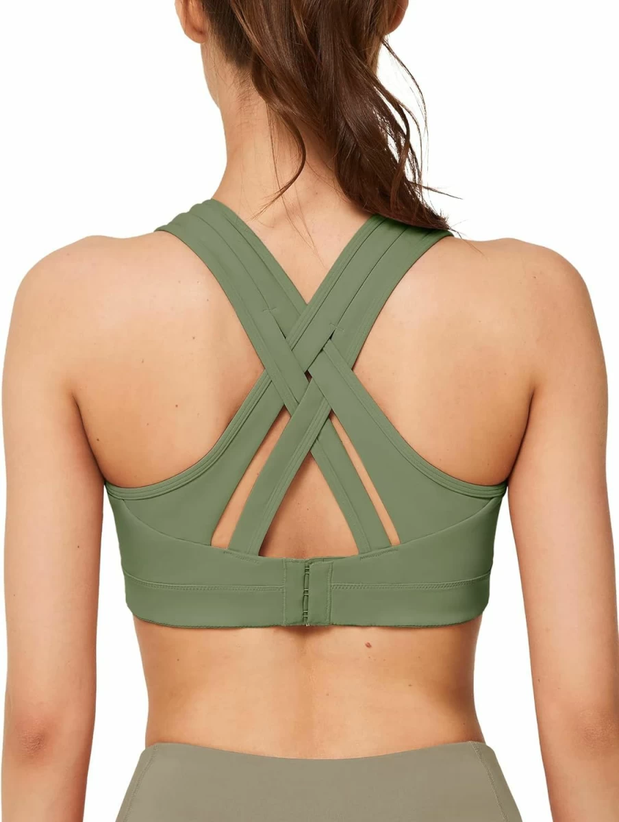 Yvette Women's Plus Size High Impact Sports Bra - Criss Cross Back Supportive Running Bra for Active Women