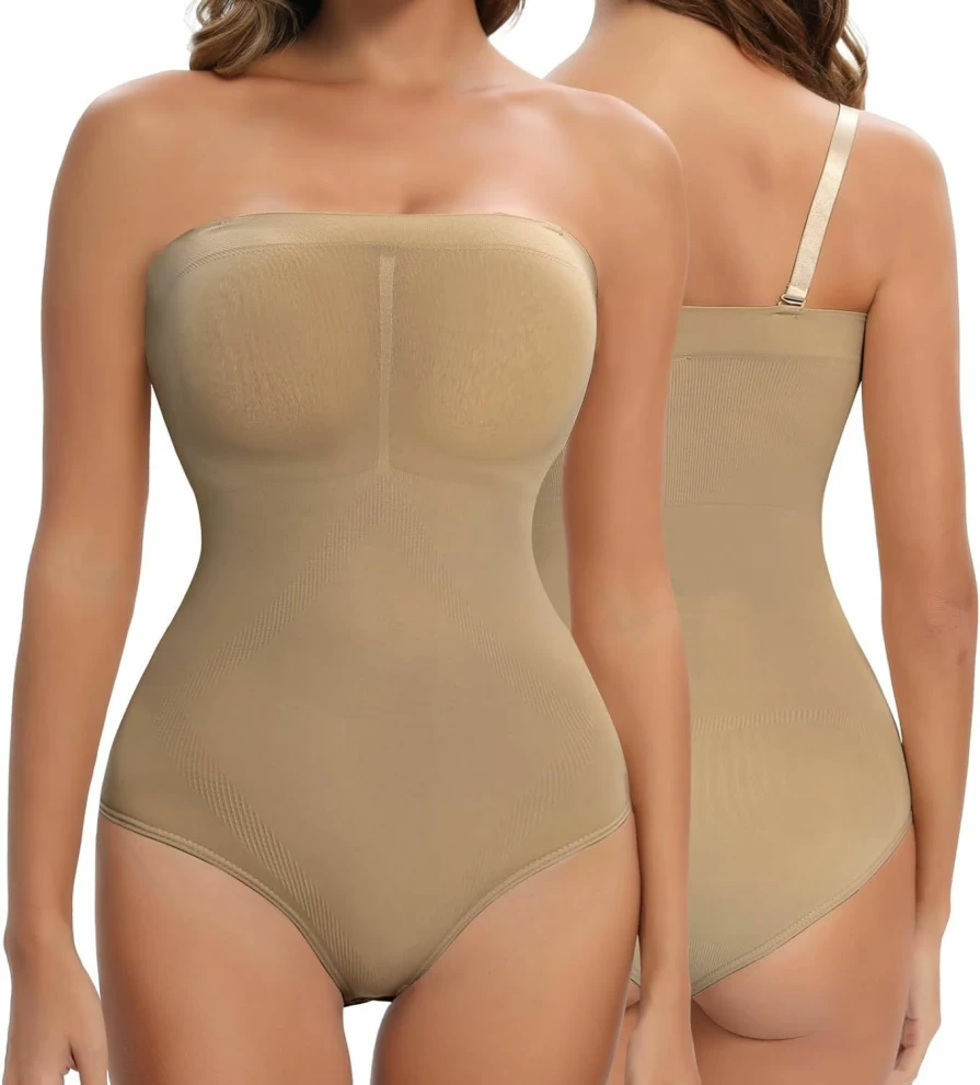 "Lenashape Seamless Strapless Shapewear for Women - Tummy Control Bodysuit & Sculpting Tank Top"