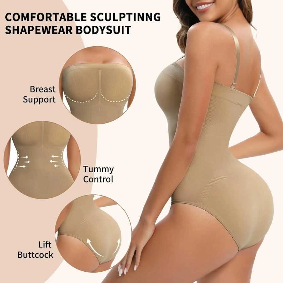 "Lenashape Seamless Strapless Shapewear for Women - Tummy Control Bodysuit & Sculpting Tank Top"