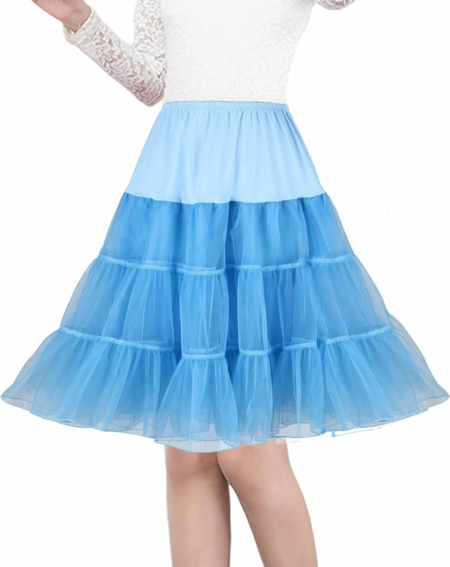 Shimaly Women's Vintage 1950s Petticoat Crinoline Slip Skirt 26" Length Rockabilly Tutu Sizes S-3XL for Retro Style