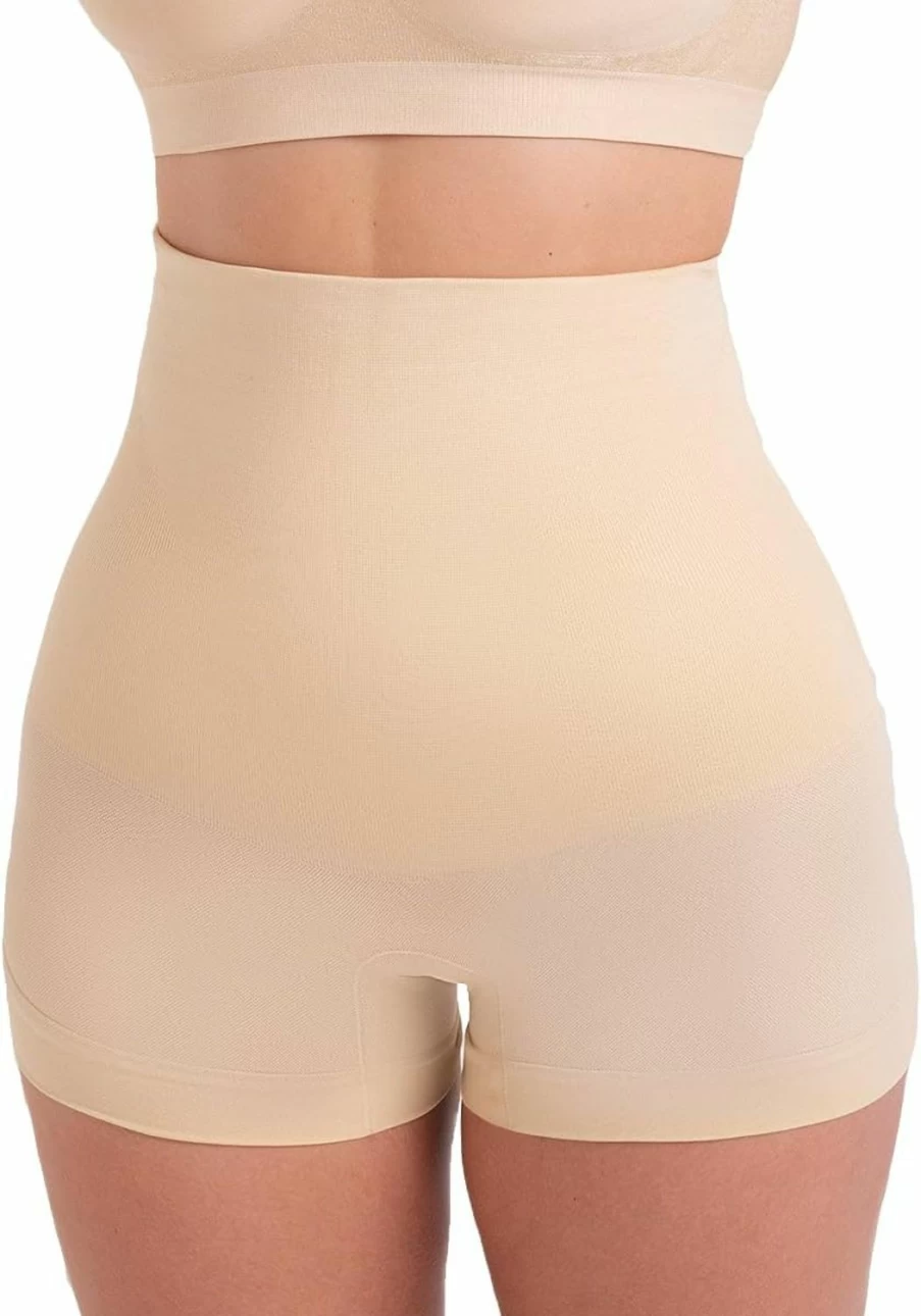 "SHAPERMINT Women's High Waist Tummy Control Shapewear Shorts - Nude Compression Underwear for Dresses"