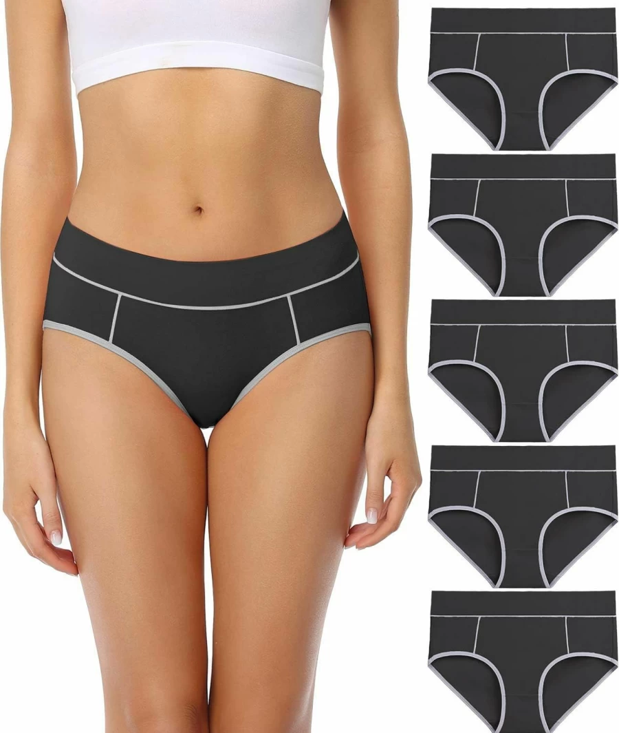 Wirarpa Women's Cotton 5-Pack Underwear - Breathable Mid Waisted Briefs for Comfort, Regular & Plus Size Panties