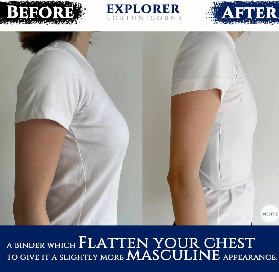 "LGBT UNICORNS FTM Chest Binder – Adjustable Breathable Binder with Built-In Nipple Covers, Skin-Friendly Design for Trans Men"