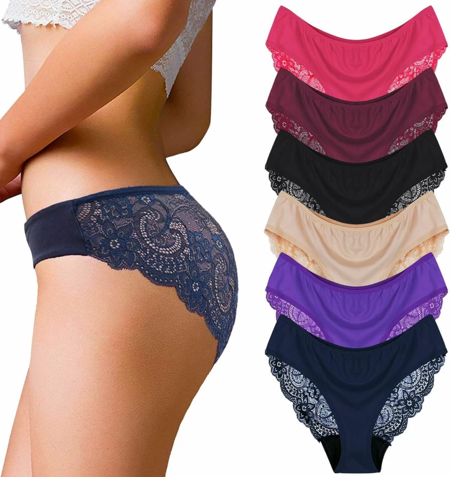 Sunm Boutique Women's Seamless Bikini Panties - Invisible Lace Underwear with Half Back Coverage