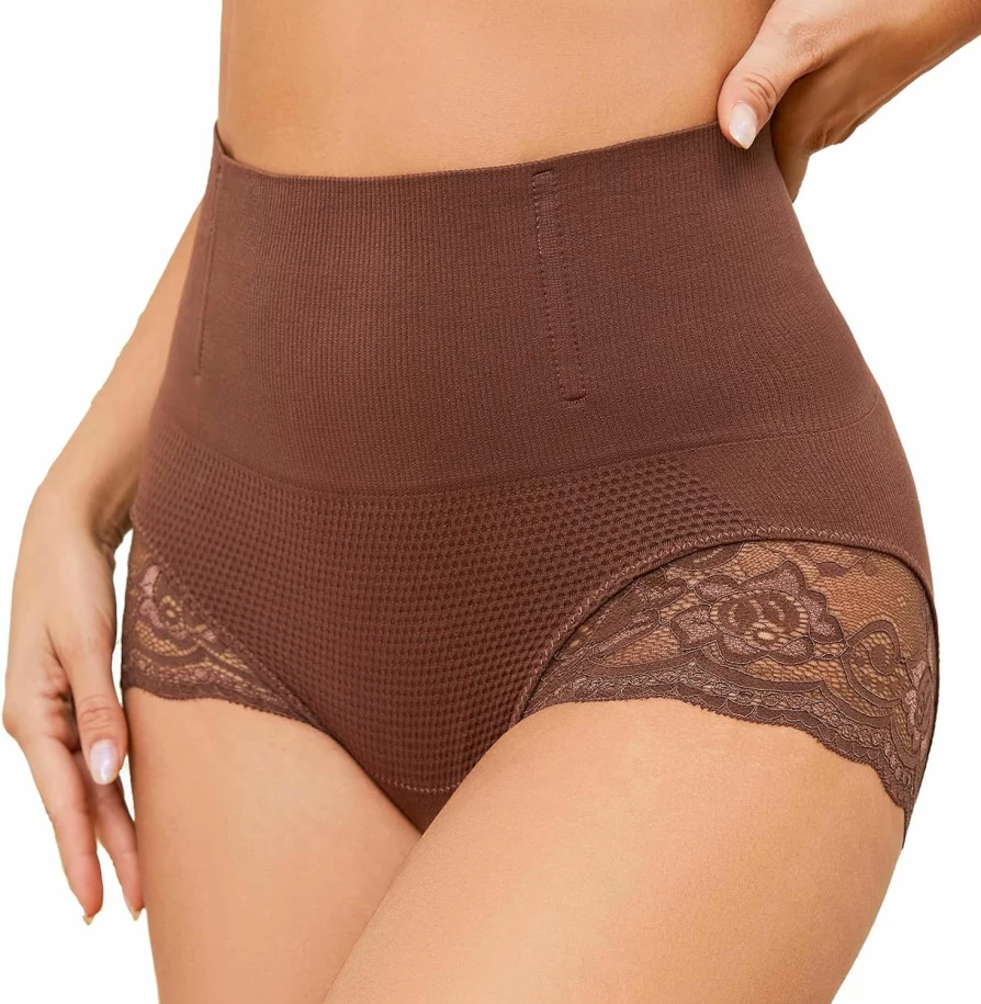 "SURE YOU LIKE Women's Lace Tummy Control Shapewear - Mid Waist Body Shaper Panties for Slimming & Smoothing"
