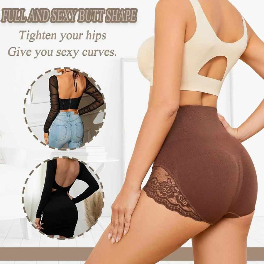 "SURE YOU LIKE Women's Lace Tummy Control Shapewear - Mid Waist Body Shaper Panties for Slimming & Smoothing"