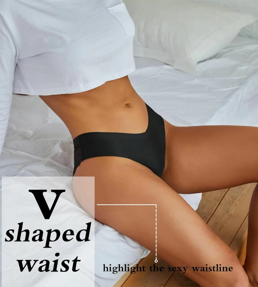 "Sth Big Women's Lace Cheeky Bikini Panties - No Show Hipster V-Waist Underwear Multi-Pack - Sexy Comfortable Ladies Underwear"