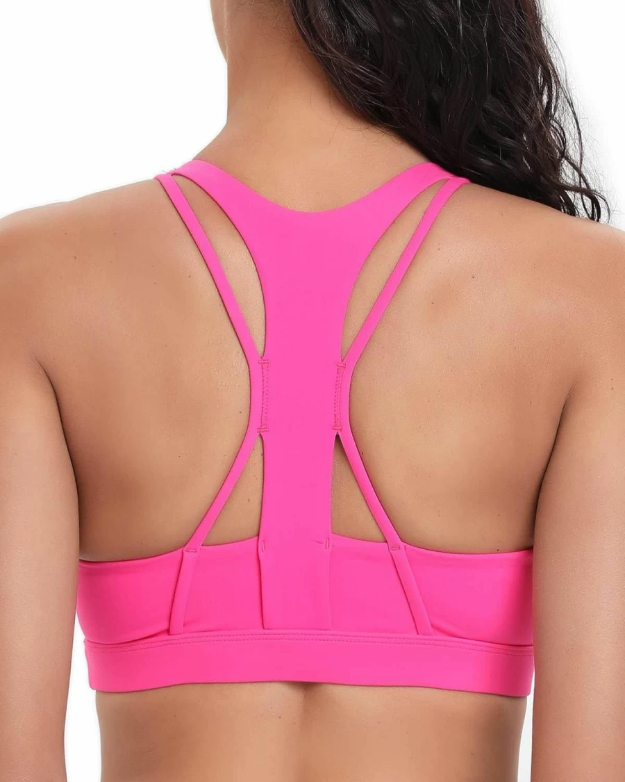 "RUNNING GIRL Women's Criss-Cross Back Sports Bra - Medium-High Support Padded Workout Top for Running & Fitness"