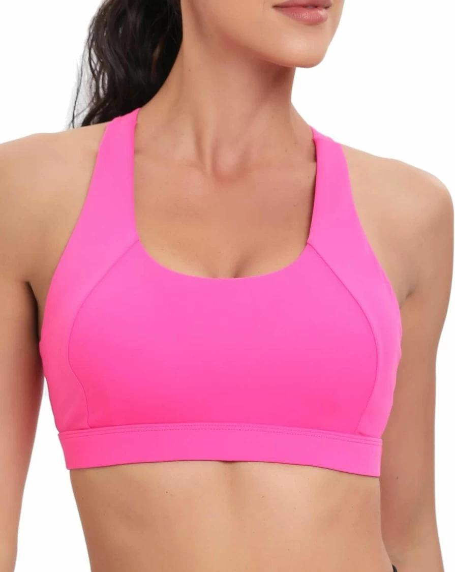 "RUNNING GIRL Women's Criss-Cross Back Sports Bra - Medium-High Support Padded Workout Top for Running & Fitness"
