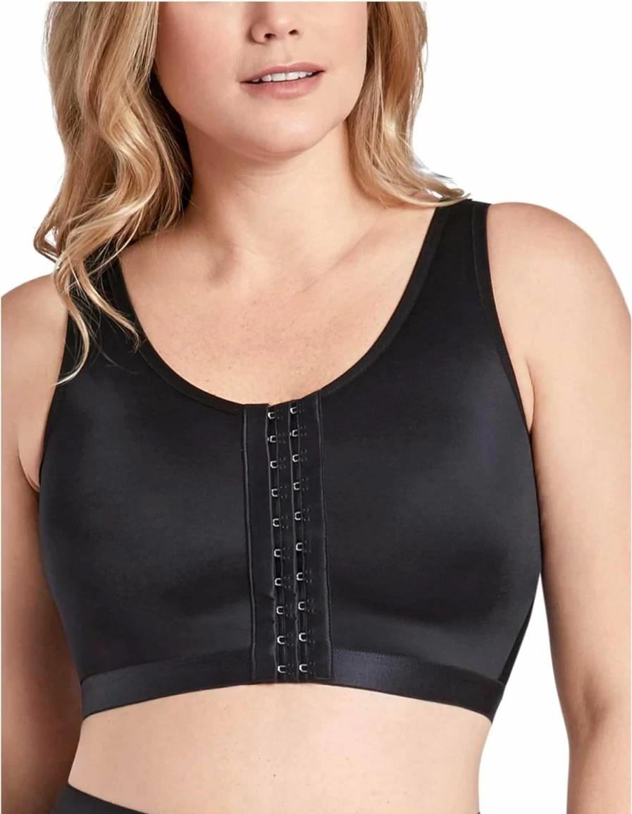 "CURVEEZ Post-Surgery Front Closure Wireless Bra - Compression Shapewear for Breast Augmentation Recovery with Wide Straps"