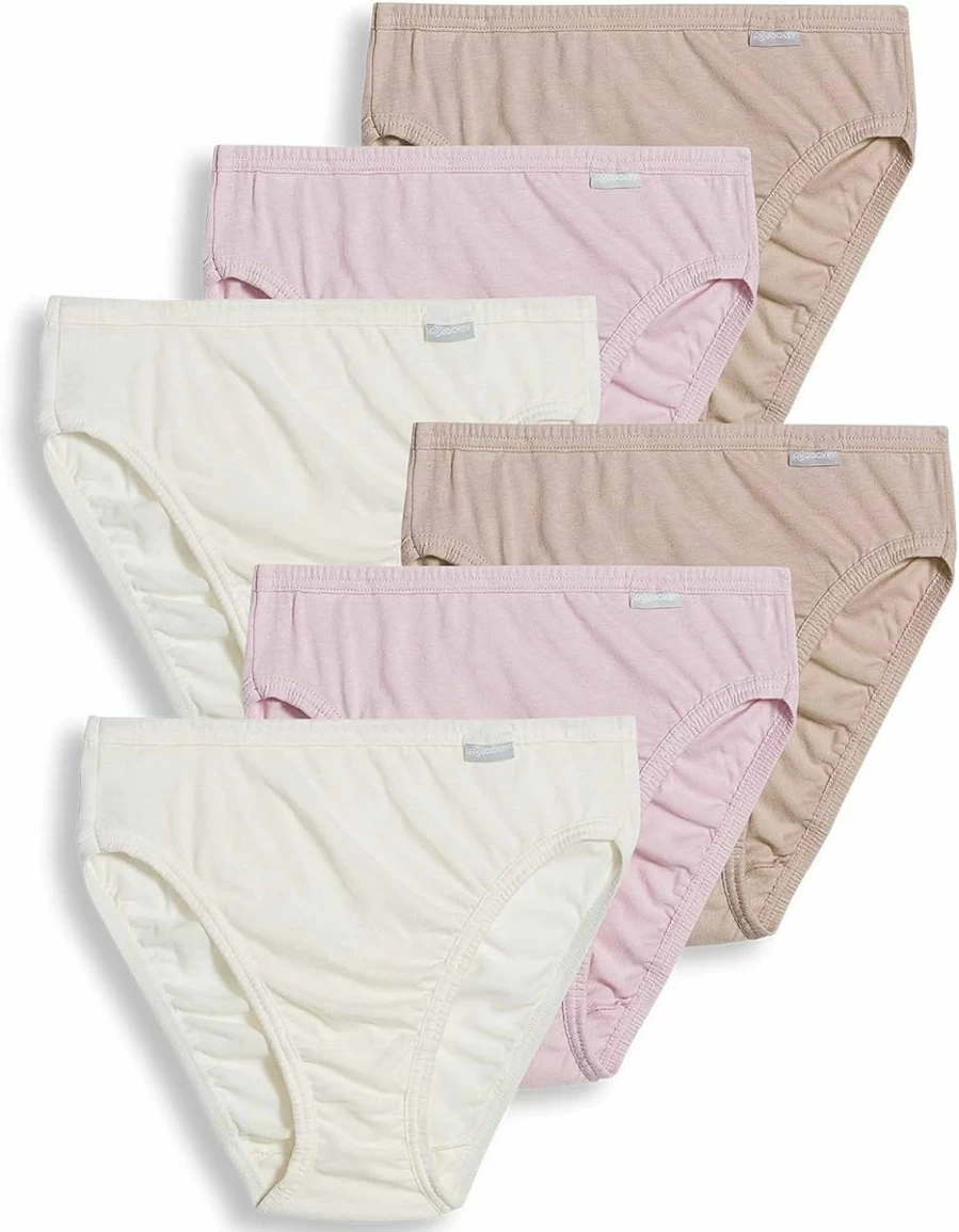 Jockey Women's Plus Size Elance French Cut Underwear 6-Pack - Ivory, Light Pink, Size 8 | Comfortable Cotton Panties