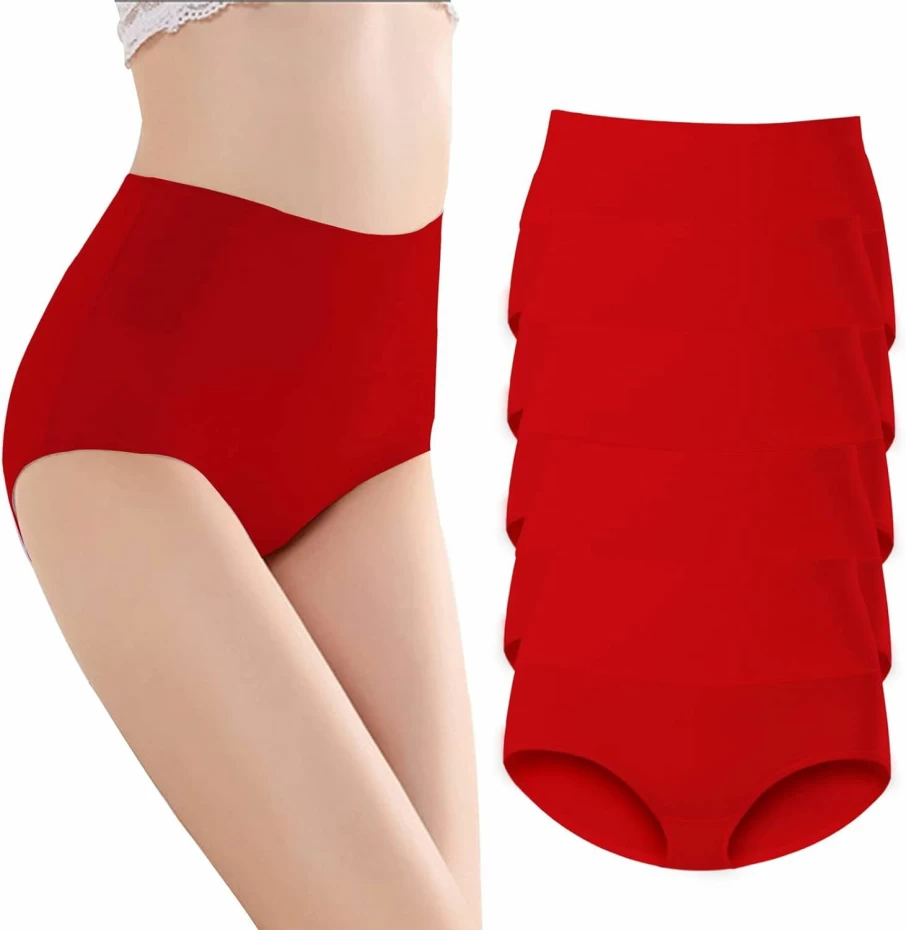AMZCHPC Women's Cotton High Waisted Underwear 5-Pack - Soft Breathable Briefs Panties for Comfort