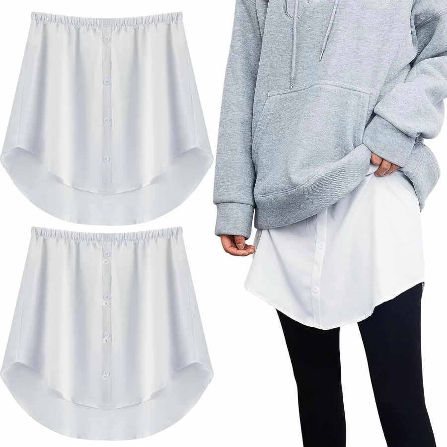 "Syhood 2-Pack Adjustable Shirt Extenders for Women - Layering Half Skirt, Fake Top, Length Extender for Sweaters & Blouses"