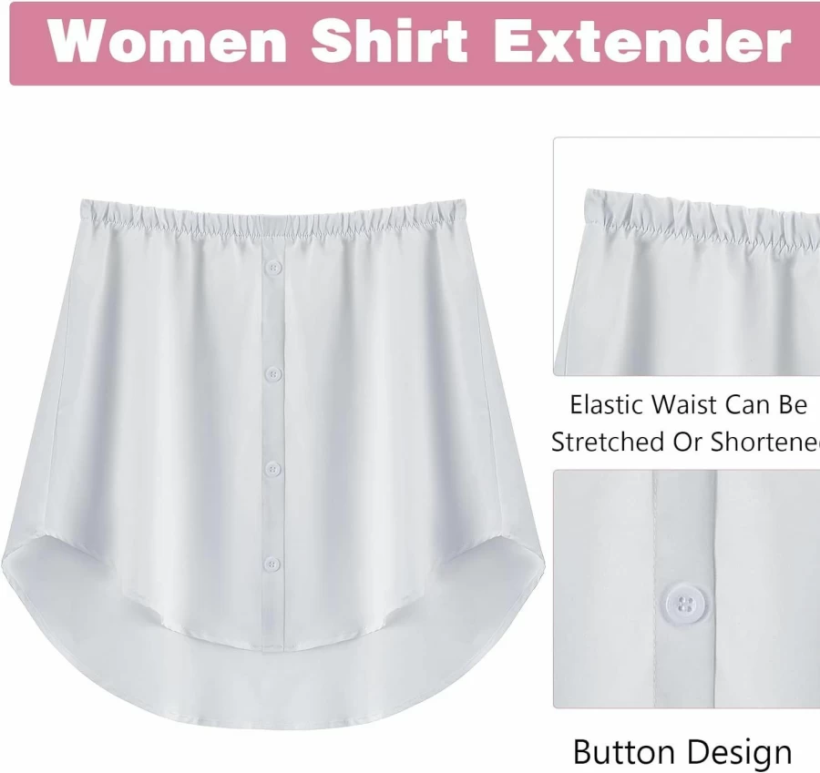 "Syhood 2-Pack Adjustable Shirt Extenders for Women - Layering Half Skirt, Fake Top, Length Extender for Sweaters & Blouses"