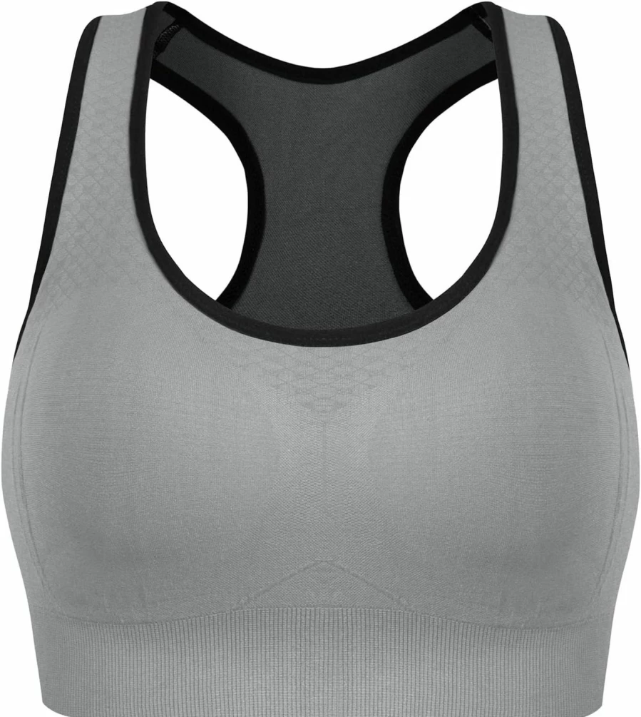 TOBWIZU Women's Medium Support Sports Bra with Pocket for Yoga Gym Workout Activewear