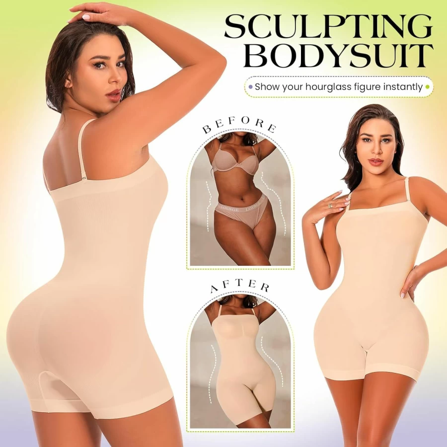 "Fortix Women's Strapless Seamless Shapewear Bodysuit - Tummy Control Full Body Shaper for Under Dresses"