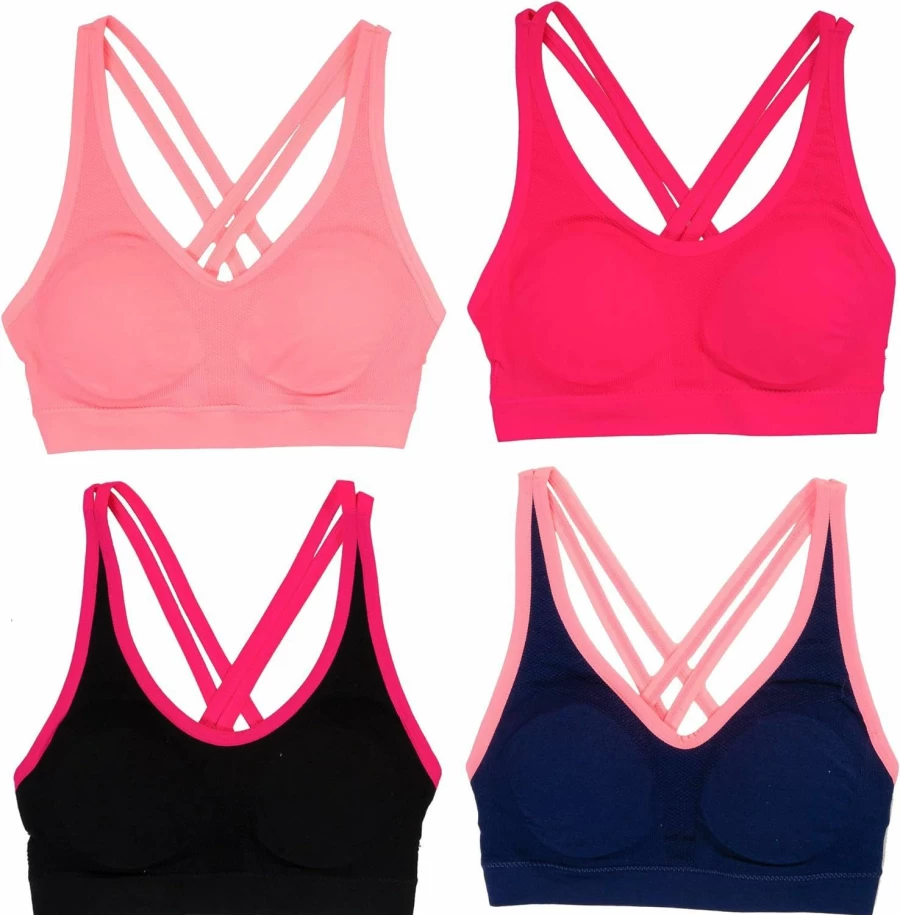 Alyce Ives Intimates Women's 4-Pack Comfort Sports Bras for Active Wear