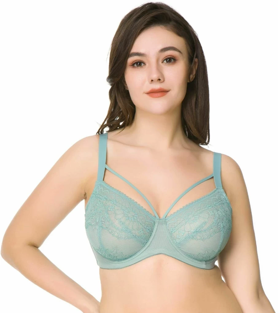 HSIA Women's Full Coverage Minimizer Bra - Unlined Lace Underwire Plus Size Bra for Large Breasts