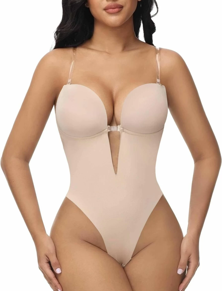 "SHAPESHE Backless Strapless Bodysuit - Seamless Shapewear for Deep V Neck & Low Back Dresses, Wedding & Party Wear"