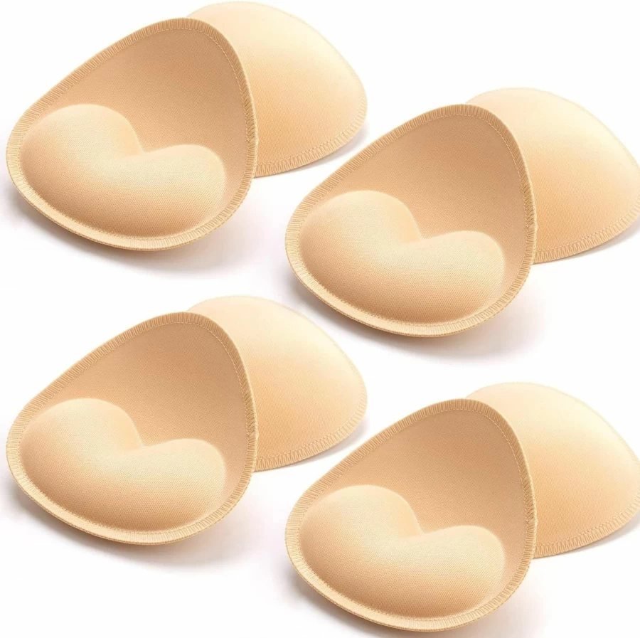 KSang 4 Pairs Sew-In Bra Pads - Push Up Inserts for Sports Bras, Swimsuits & Bikinis - Breathable Enhancer Cups for Comfort & Shape
