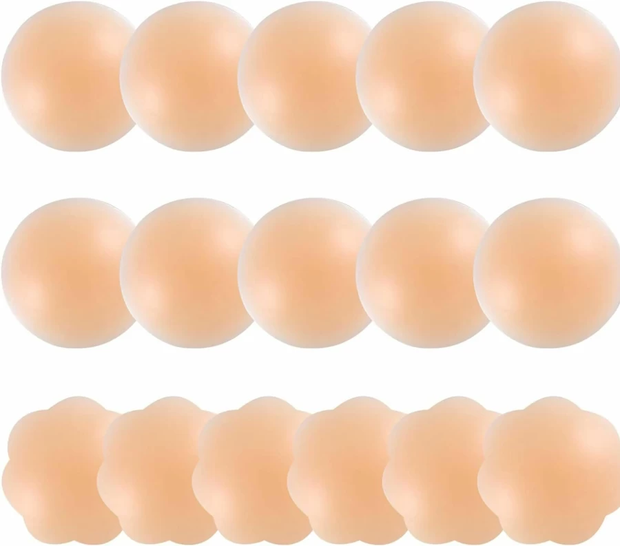 FJYQOP 8 Pairs Reusable Silicone Nipple Covers for Women - Invisible Adhesive Pasties, Nippleless Sticky Breast Petals for Comfort and Discretion