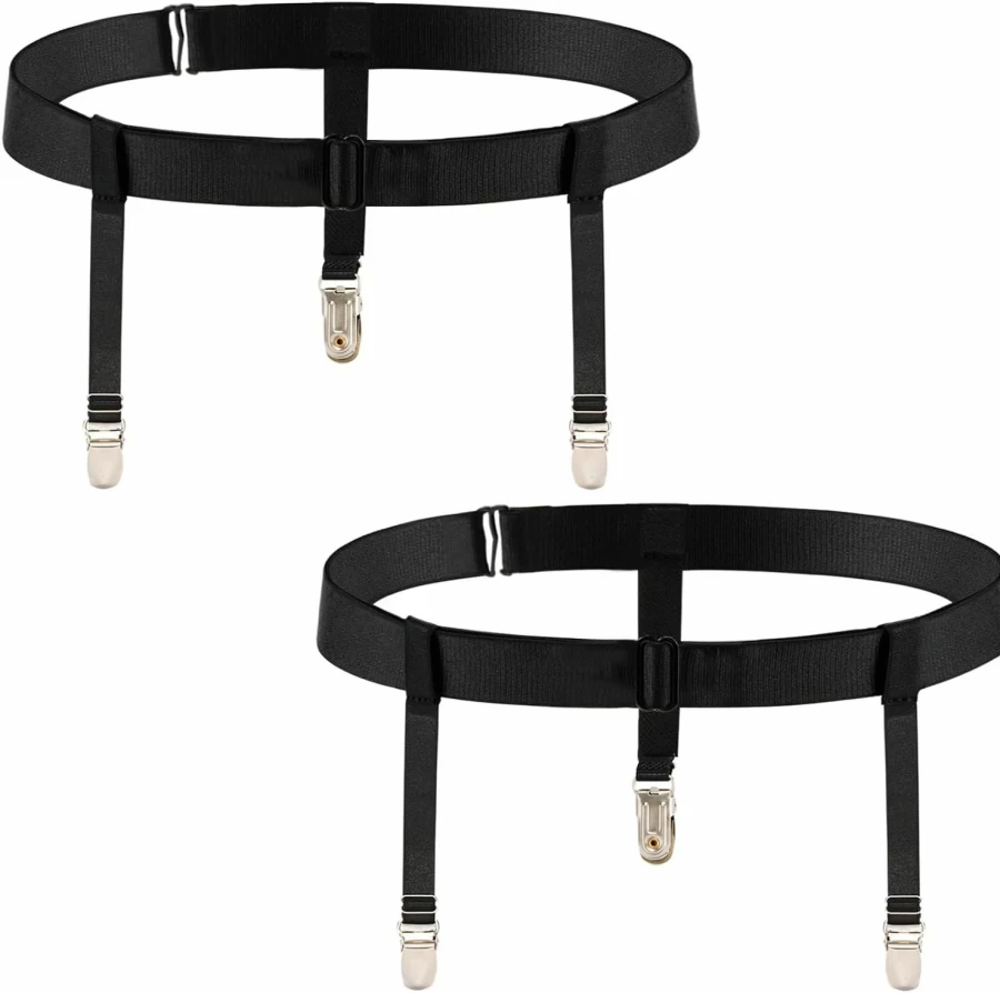 "Moon Wood Women's Plus Size Adjustable Thigh Garter Belt & Stockings Set - High Elastic Lingerie"