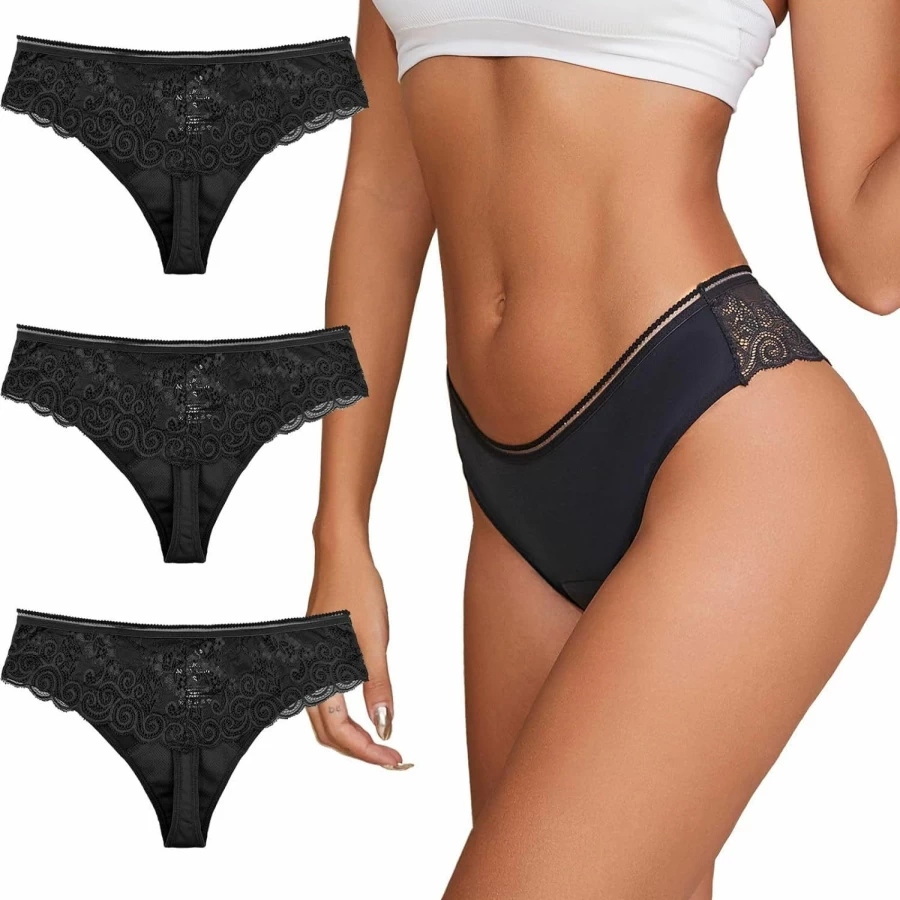"Shaperisfree Leak-Proof Lace Thong Period Underwear for Women – Absorbent Menstrual Bikini Panty"