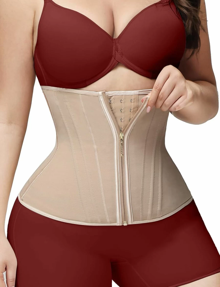 "SHAPSHE Women's Waist Trainer Corset - Tummy Control Shapewear with Zipper & Hook for Workout & Body Shaping"