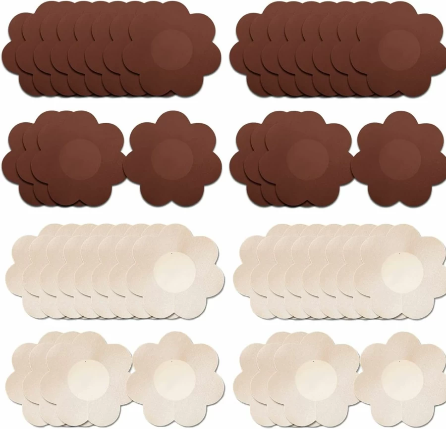 YSB YISIBIA 80-Pack Disposable Nipple Covers for Women - Invisible Adhesive Pasties, Satin Breast Petals, Reusable & Hypoallergenic Nipple Stickers